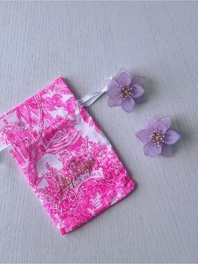 Lilly Pulitzer Lavender Flower Statement Earrings